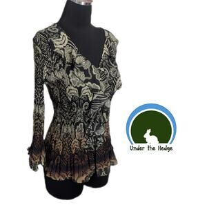 NWT Heirloom Gradient Floral Pleated Ruffle Top Medium whimsigoth y2k grunge